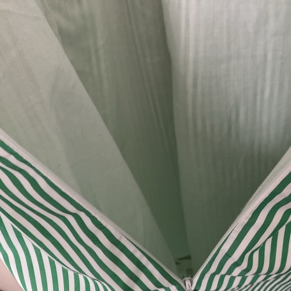 English Factory Tie Sleeve Bow Bardot Dress Striped Green and White Size M - Picture 12 of 16